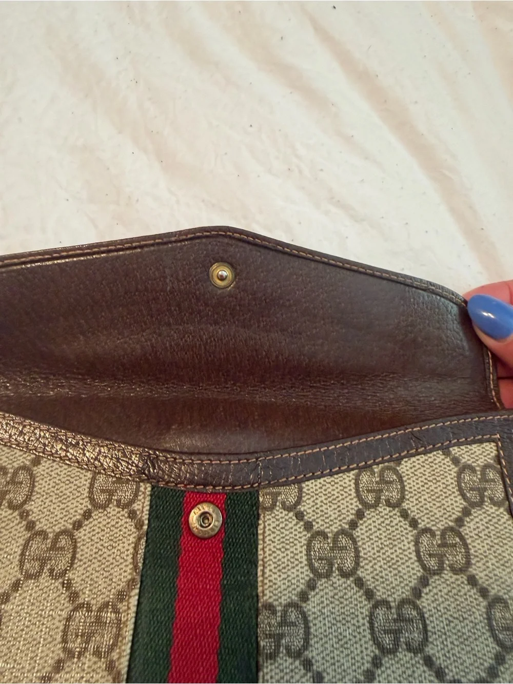 Gucci VINTAGE Sherry GG Canvas long Wallet with Green and Red Stripe COA - Picture 15 of 16